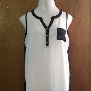Black and white flowy long tank